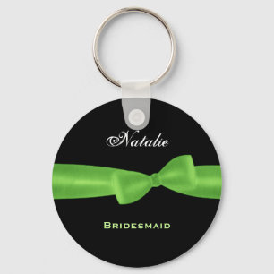 Porte-clés Bridesmaid Lime Green Bow Black Arrière - plan E02