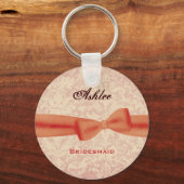 Porte-clés Bridesmaid Orange Bow Ecru Damask E009 (Recto)