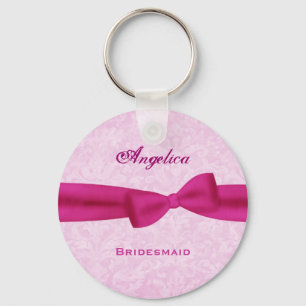 Porte-clés Bridesmaid Pink Bow Pink Damask E016