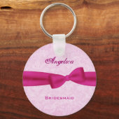 Porte-clés Bridesmaid Pink Bow Pink Damask E016 (Recto)