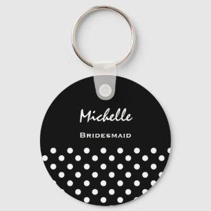 Porte-clés Bridesmaid Pois noir et blanc