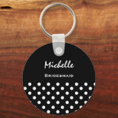 Porte-clés Bridesmaid Pois noir et blanc (Recto)