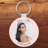 Porte-clés Bridesmaid rose or blush photo nom (Recto)