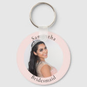 Porte-clés Bridesmaid rose or blush photo nom (Verso)