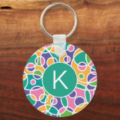 Porte-clés Bright Colorful Crazy Circles Pattern Monogram (Recto)