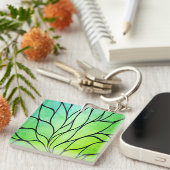 Porte-clés Bright Green Hues Creative Leave Pattern  (Devant Droit)