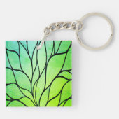 Porte-clés Bright Green Hues Creative Leave Pattern  (Dos)