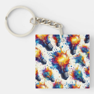 Porte-clés Bright Ideas – Colorful Light Bulb Pattern with Ab