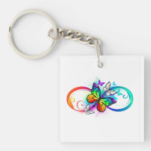 Porte-clés Bright infinity with rainbow butterfly