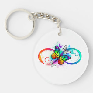 Porte-clés Bright infinity with rainbow butterfly