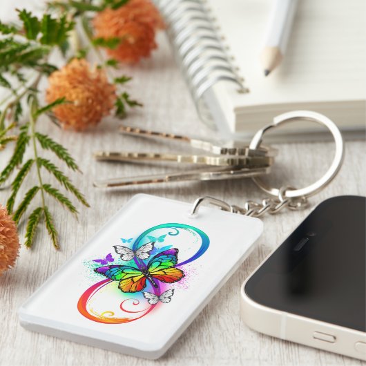 Porte-clés Bright infinity with rainbow butterfly (Devant droit)