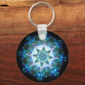 Porte-clés Bright Neon Starburst Kaleidoscope en bleu (Recto)