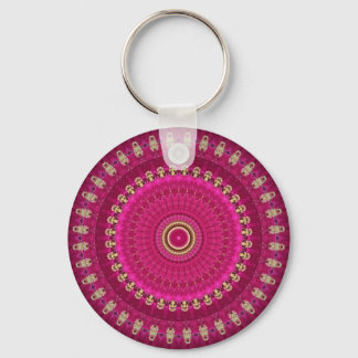 Porte-clés Bright Pink with Yellow Mandala Design