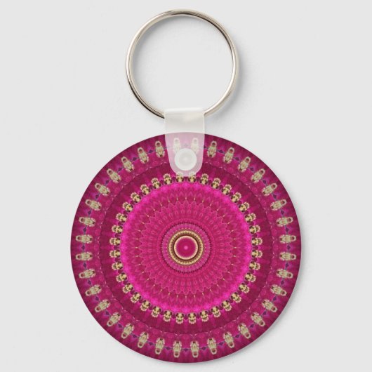 Porte-clés Bright Pink with Yellow Mandala Design (Recto)