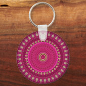 Porte-clés Bright Pink with Yellow Mandala Design (Verso)