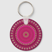 Porte-clés Bright Pink with Yellow Mandala Design (Verso)