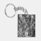 Porte-clés Brillant Boule Disco Ornements noir et blanc Photo (Devant gauche)