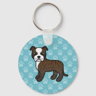 Porte-clés Brindle Et White Staffordshire Bull Terrier Chien