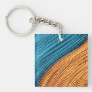 Porte-clés Brins de lumière néon vibrants de bleu et d'orange