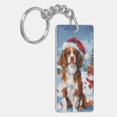 Porte-clés Brittany Spaniel Dog Winter Wonderland Noël (Devant gauche)