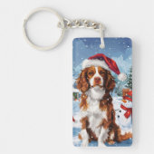 Porte-clés Brittany Spaniel Dog Winter Wonderland Noël (Devant)