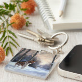 Porte-clés Brittany Spaniel Laissez Neige Noël (Devant Droit)