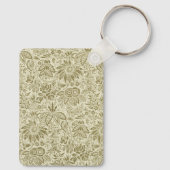 Porte-clés Brocade Botanique Toile Florale Motif Vert Sauge (Verso)