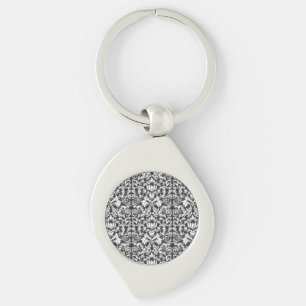 Porte-clés Brocard de dentelle en damas noir et blanc vintage