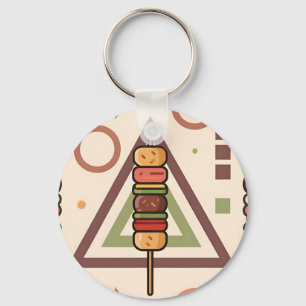 Porte-clés Brochettes de Dango Colorées Motif Géométrique
