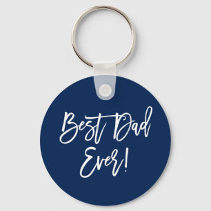 Porte-clés Brochure moderne Script meilleur papa jamais bleu