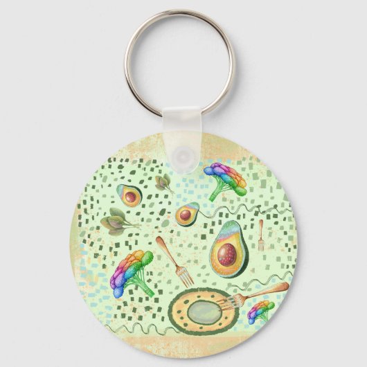 Porte-clés brocoli végétal et avocat (Recto)