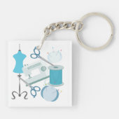 Porte-clés Broderie et patchwork bleu (Dos)