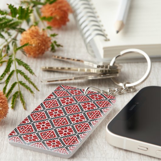 Porte-clés Broderie Ethnique Slave, Traditionnel Balkanique (Devant droit)