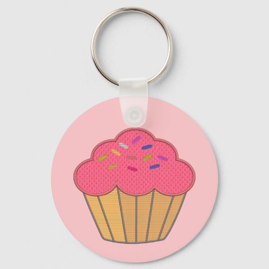 Porte-clés Broderie Faux Cupcake fraise Imprimer (Recto)
