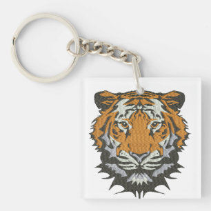 Porte-clés Broderie imitation tête de tigre