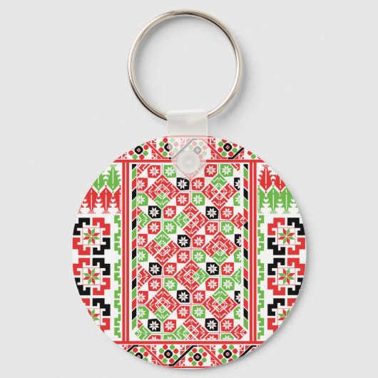 Porte-clés Broderie palestinienne Tatreez imprimé design Roun (Recto)