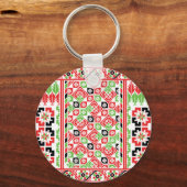 Porte-clés Broderie palestinienne Tatreez imprimé design Roun (Recto)