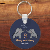 Porte-clés Bronze 8e anniversaire mariage couple d'éléphants (Recto)