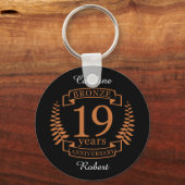 Porte-clés Bronze anniversaire traditionnel mariage 19 ans (Recto)