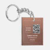 Porte-clés Bronze | Code QR personnalisé Logo d'entreprise Mé (Devant gauche)