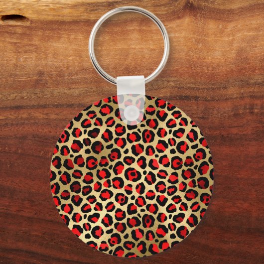 Porte-clés Brosse léopard rouge et or (Verso)
