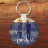 Porte-clés Brosse photo personnalisée Famille de script avec  (Recto)