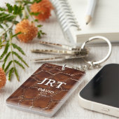 Porte-clés Brown Crocodile Leather Monogram (Devant droit)