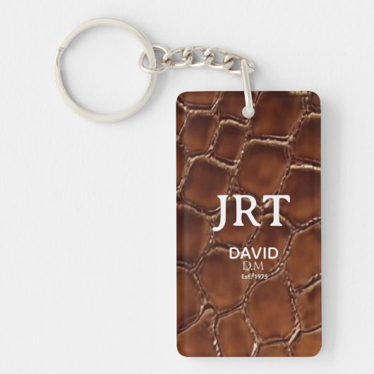 Porte-clés Brown Crocodile Leather Monogram (Devant)