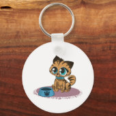 PORTE-CLÉS BROWN EYE BLUE KITTEN ON A PURPLE MAT (Recto)