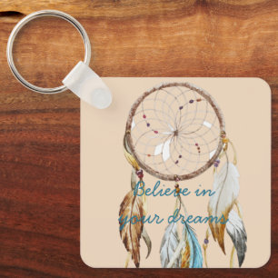 Porte-clés Brown Turquoise Dream catcher aquarelle