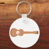 Porte-clés Brown Ukulele et hibiscus blanc (Recto)
