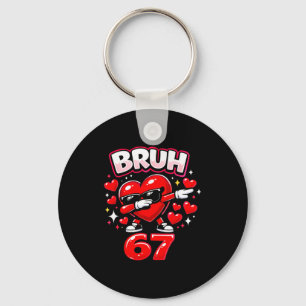 Porte-clés Bruh 67 Six Seven Mème Saint-Valentin Cœur Dabbing