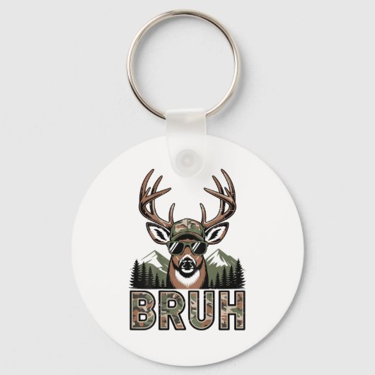 Porte-clés Bruh Camo Deer Hunting Camouflage Elk Buck Funny Y (Recto)