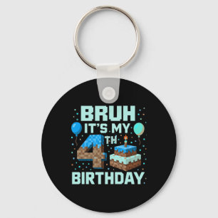 Porte-clés Bruh C'est mon jeu d'anniversaire 4 ans Pixel Boy 